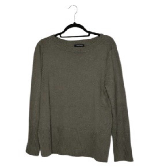 Cable & Gauge Sweaters - Cable & Gauge Olive Green Tunic Sweater Ribbed Trim Long Sleeve Pullover Size‎ L